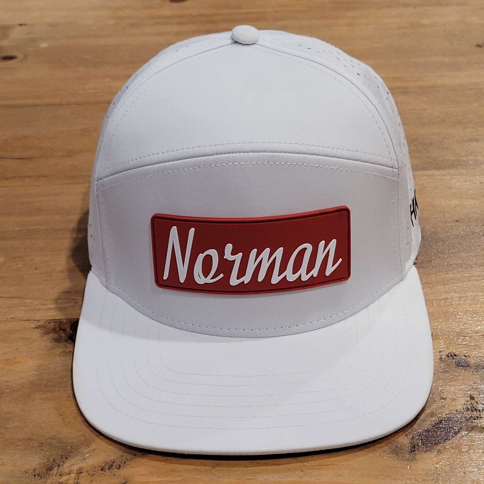 Norman Oklahoma Hard At It Panel Hat Snapback White PVC Patch One Size