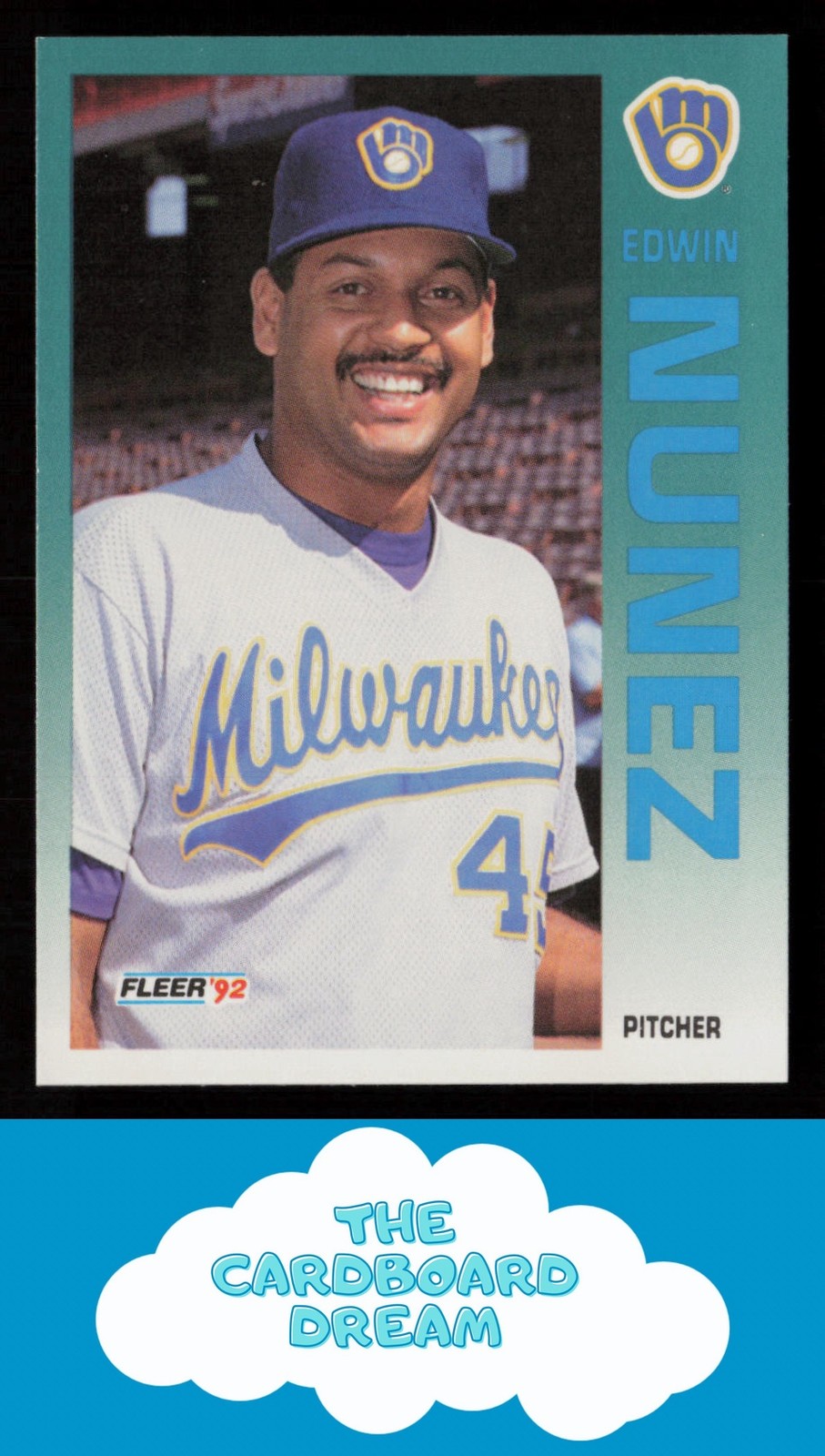 Edwin Nunez 1992 Fleer #184 Milwaukee Brewers Baseball Card
