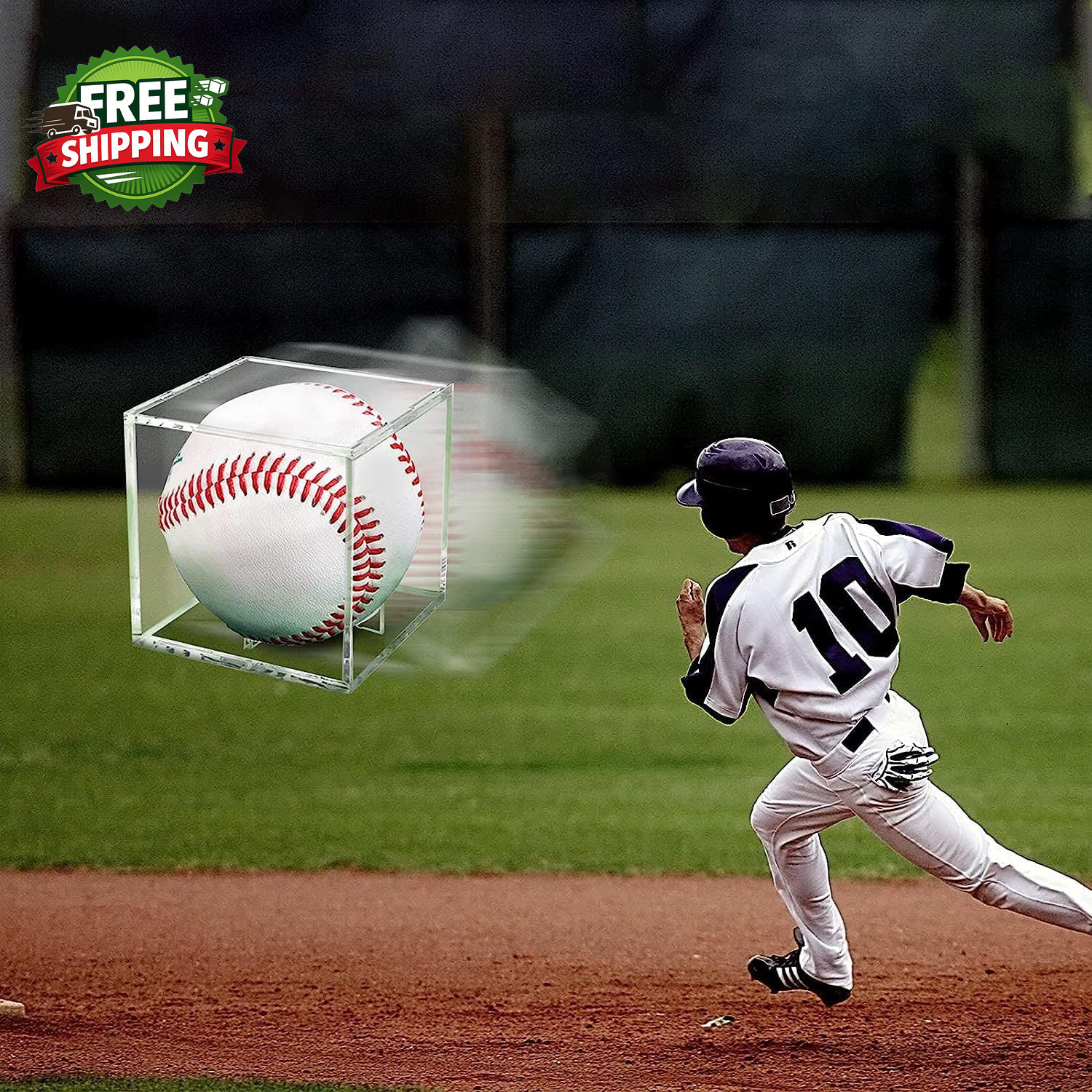 Baseball Display Case UV Protected Acrylic Clear Baseball Holder Square Cube Bal