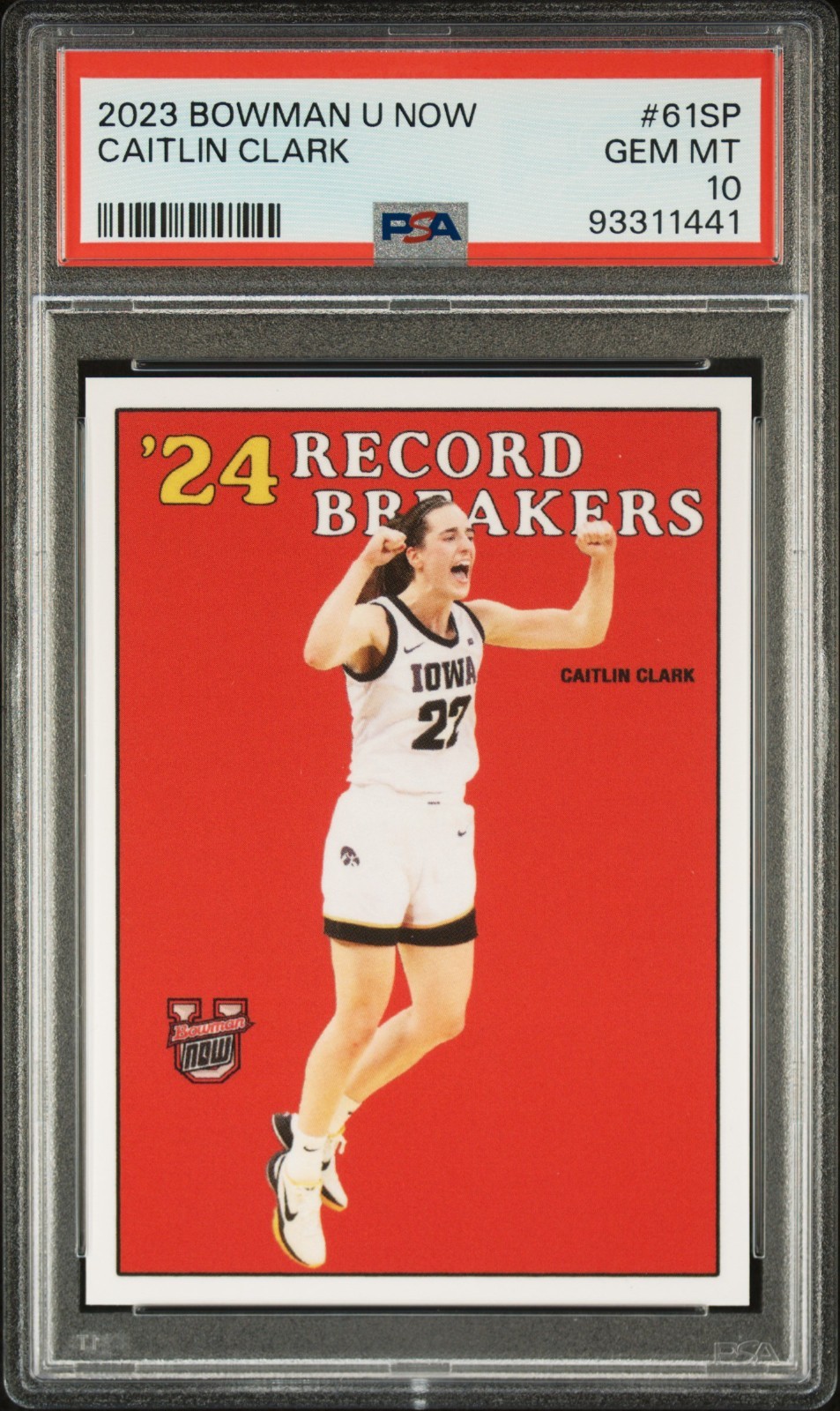 Caitlin Clark 2023 Bowman U Now #61SP Record Breakers Short Print PSA 10 🔥