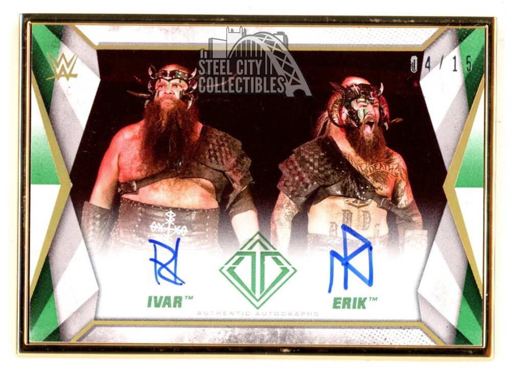 The Viking Raiders Ivar/Erik 2020 Topps Transcendent Green Auto Card #DA-VR /15