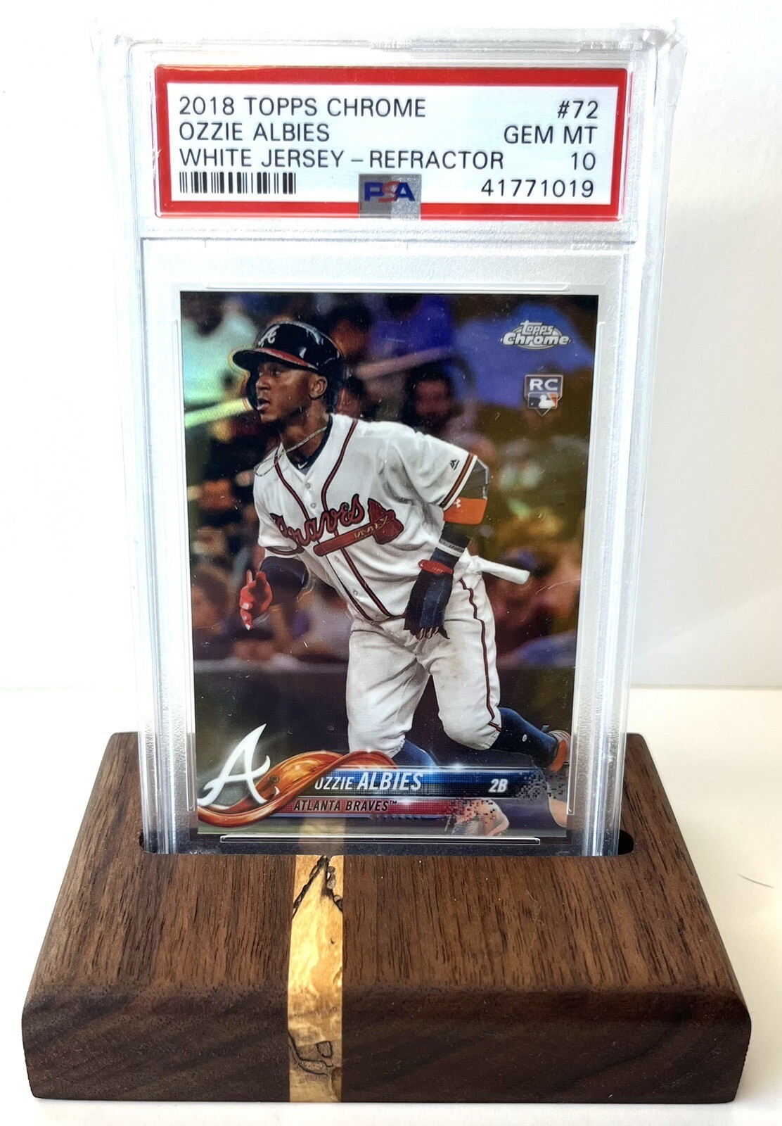 PSA Graded Trading Card Display Stand Butcher Block Stand Walnut & Maple