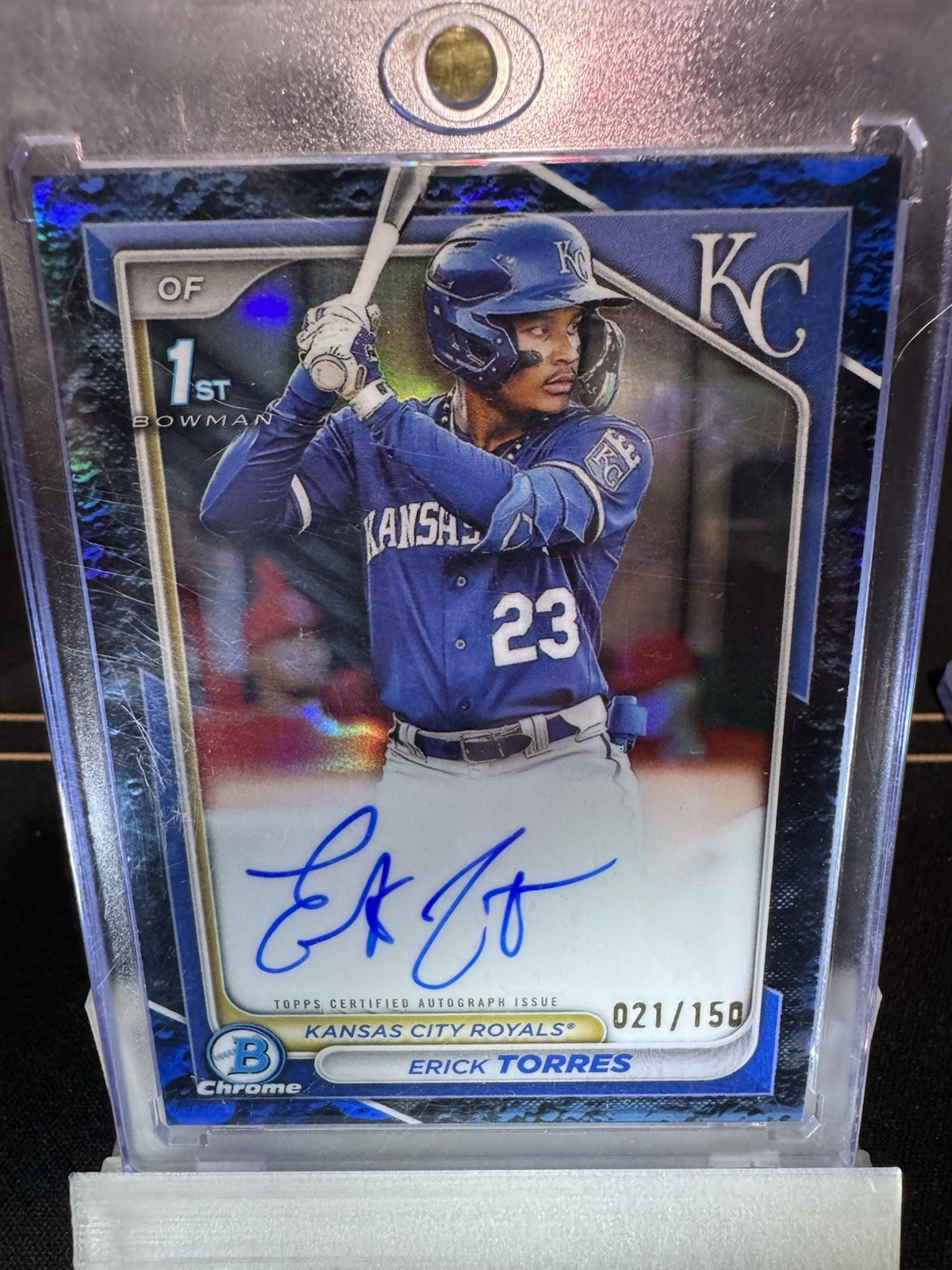 2024 Bowman Chrome Autographs – Erick Torres 1st #CPA-Et Blue Lunar /150 Royals