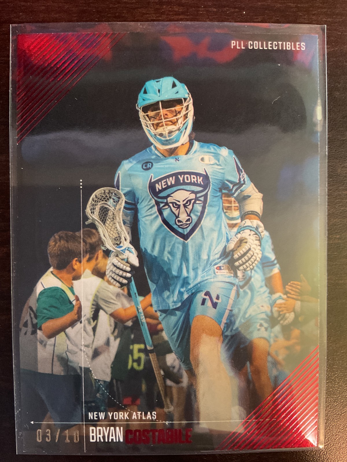 Bryan Costabile 2025 PLL Lacrosse Fieldside II Red Parallel Card #03/10