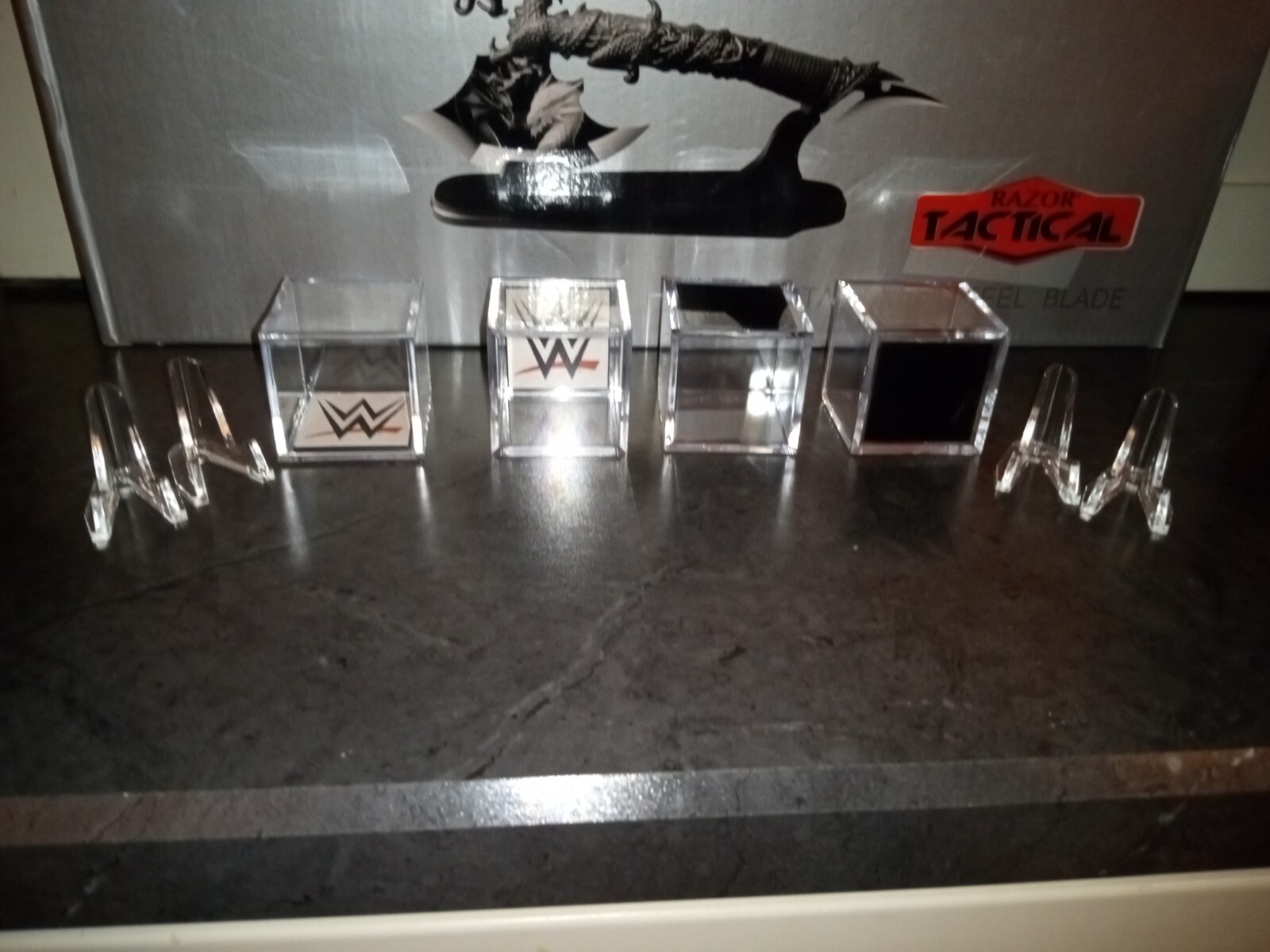 (ONE) WWE Custom HOF Fan Ring Display Case With Stand [Multiple Stands Available