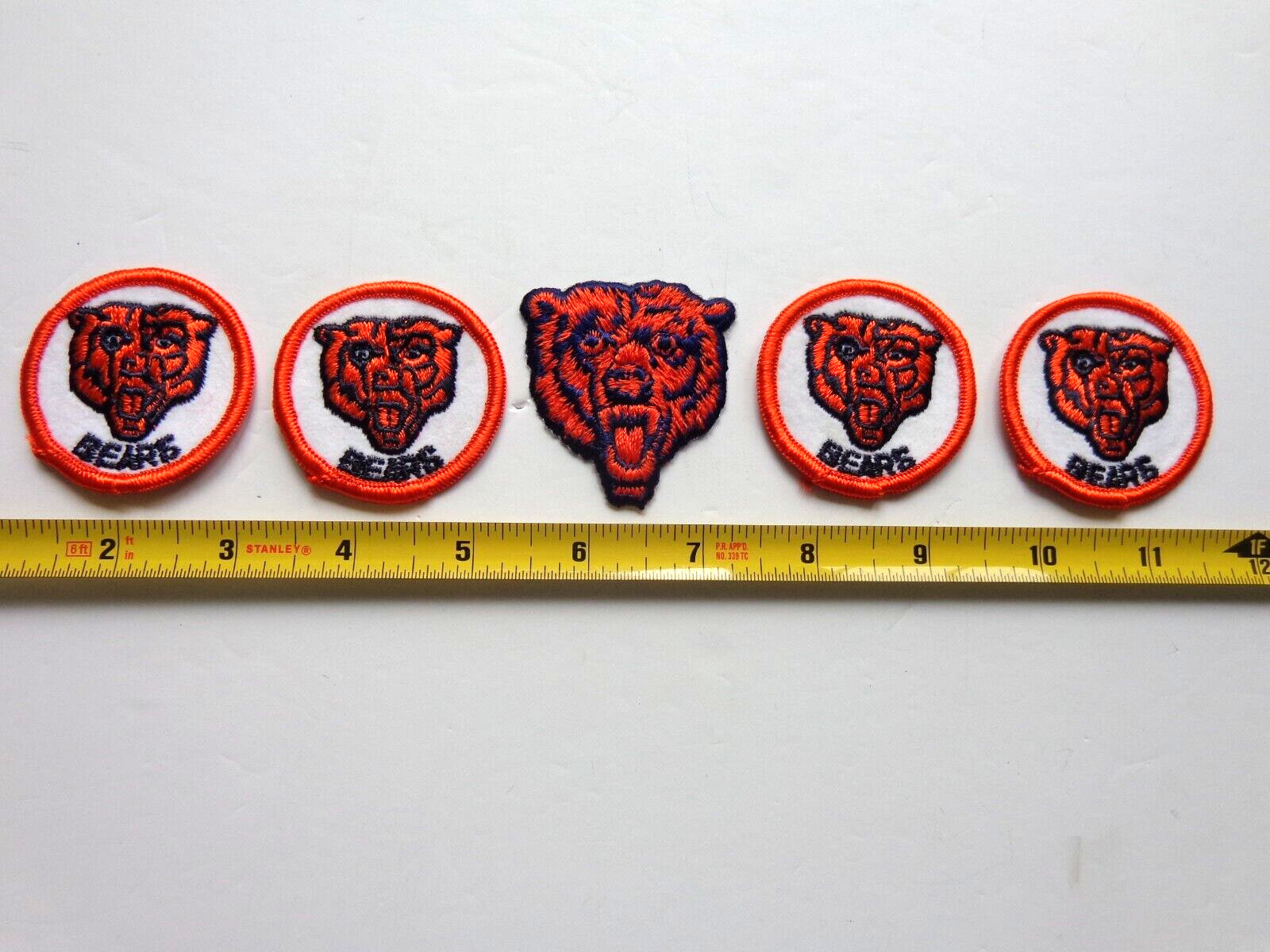 Vintage NFL Chicago Bears Patches 5 Pcs. Lot Old School Logos NEW OLD STOCK
