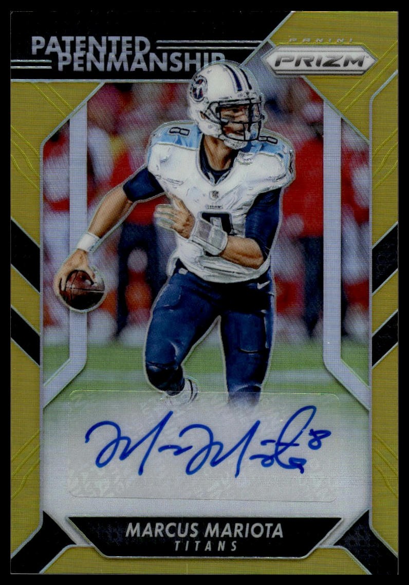 2016 Prizm Marcus Mariota Patented Penmanship Gold #/5 Tennessee Titans SN,AU