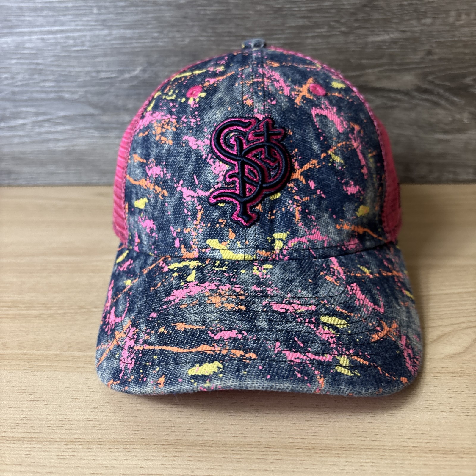 St Paul Saints Hat Cap Snap Back Youth Pink Paint Splatter Graffiti