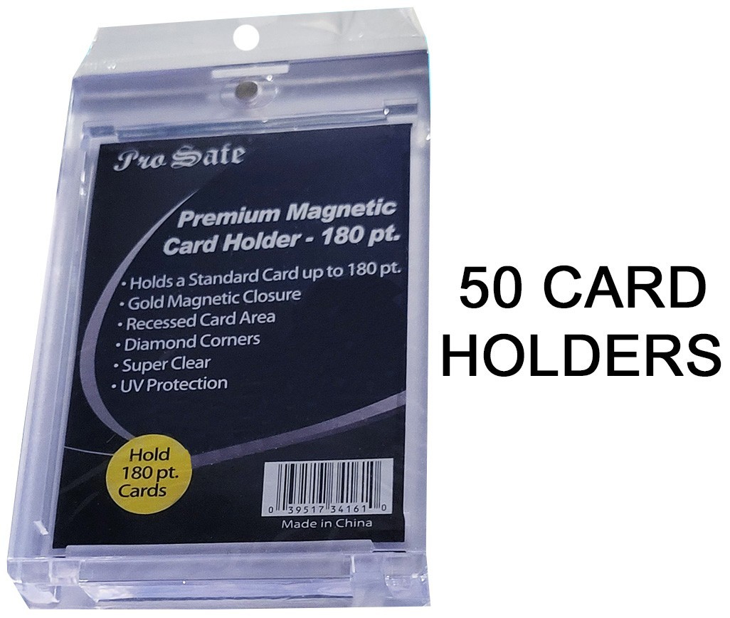 50 Pro Safe Premium 180pt Magnetic Card Cases Holder Ultra Clear Thick UV Safe