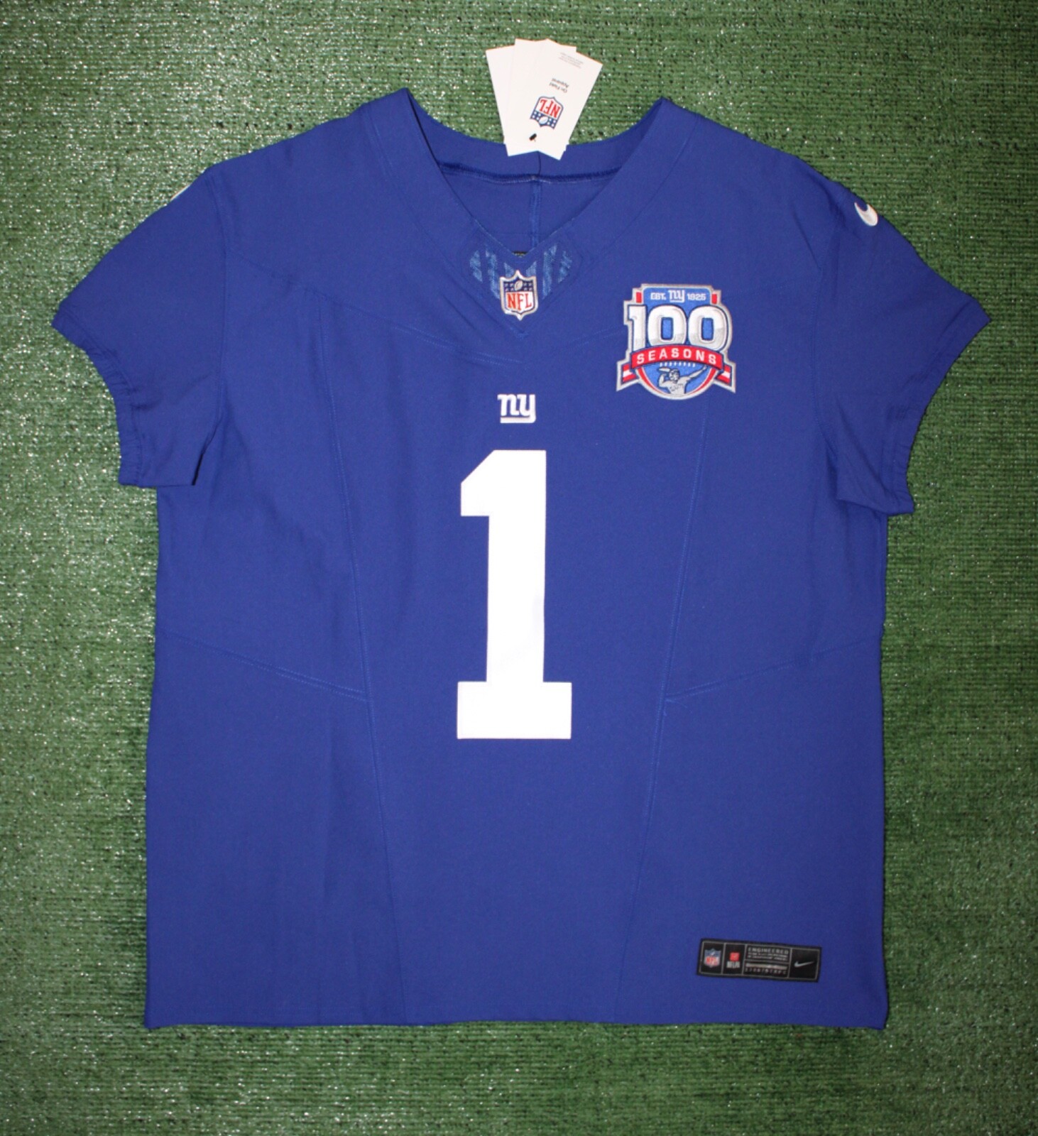 Authentic Malik Nabers New York Giants Nike Vapor FUSE Elite Jersey Size 48/XL