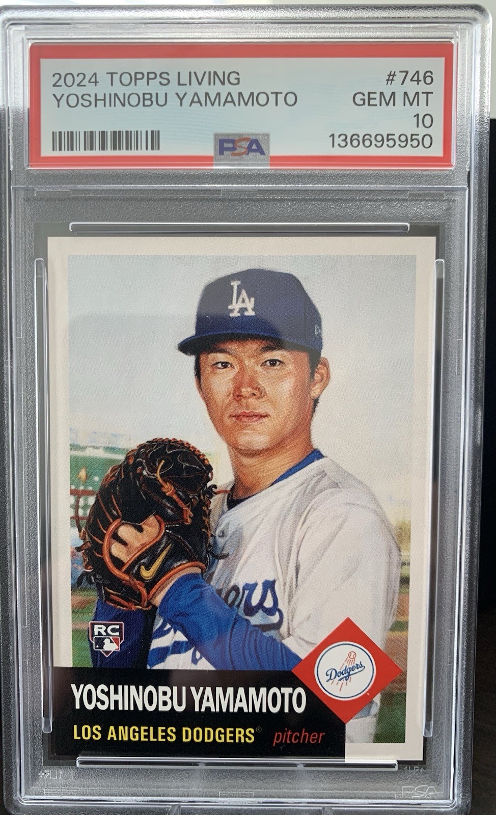 2024 TOPPS LIVING #746 YOSHINOBU YAMAMOTO PSA 10 (RC)