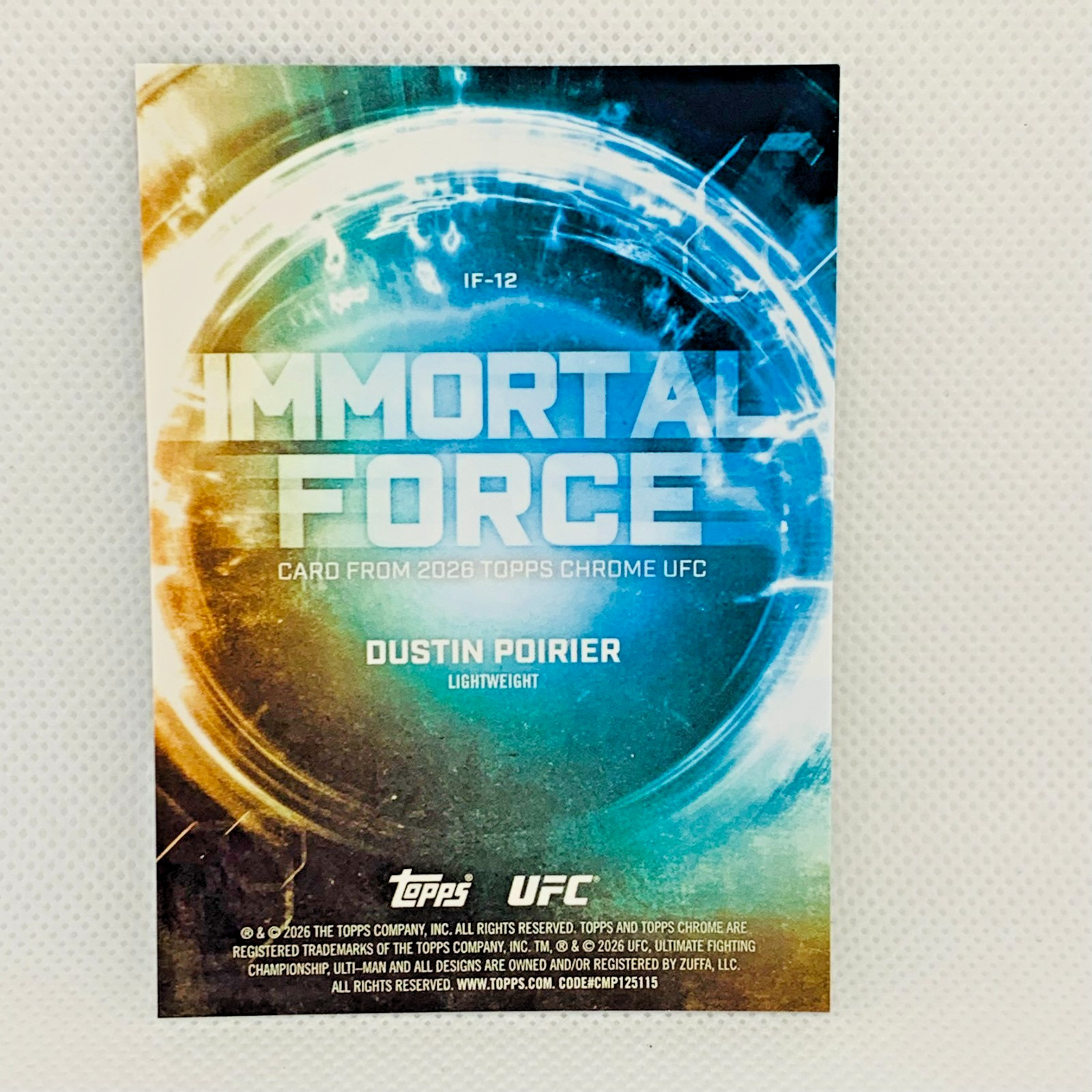 2026 Topps Chrome UFC – Case Hit Dustin Poirier Immortal Force SSP Insert IF-12