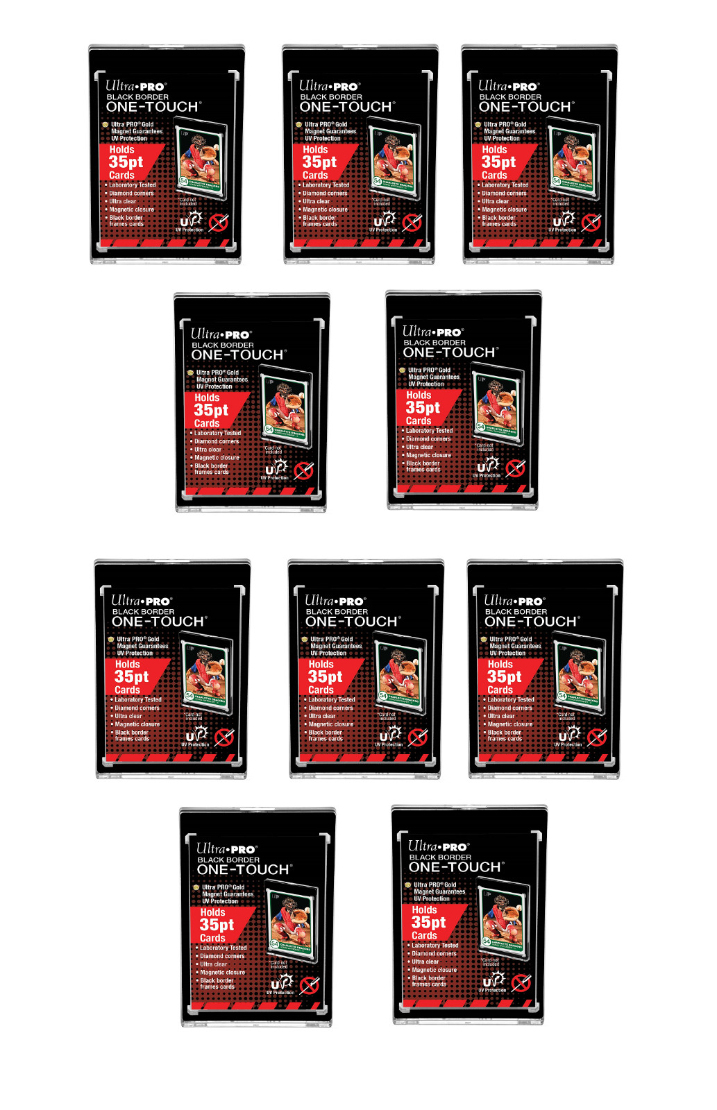 (10-Pack) Ultra Pro BLACK Border 35pt One Touch Magnetic Trading Card Holders