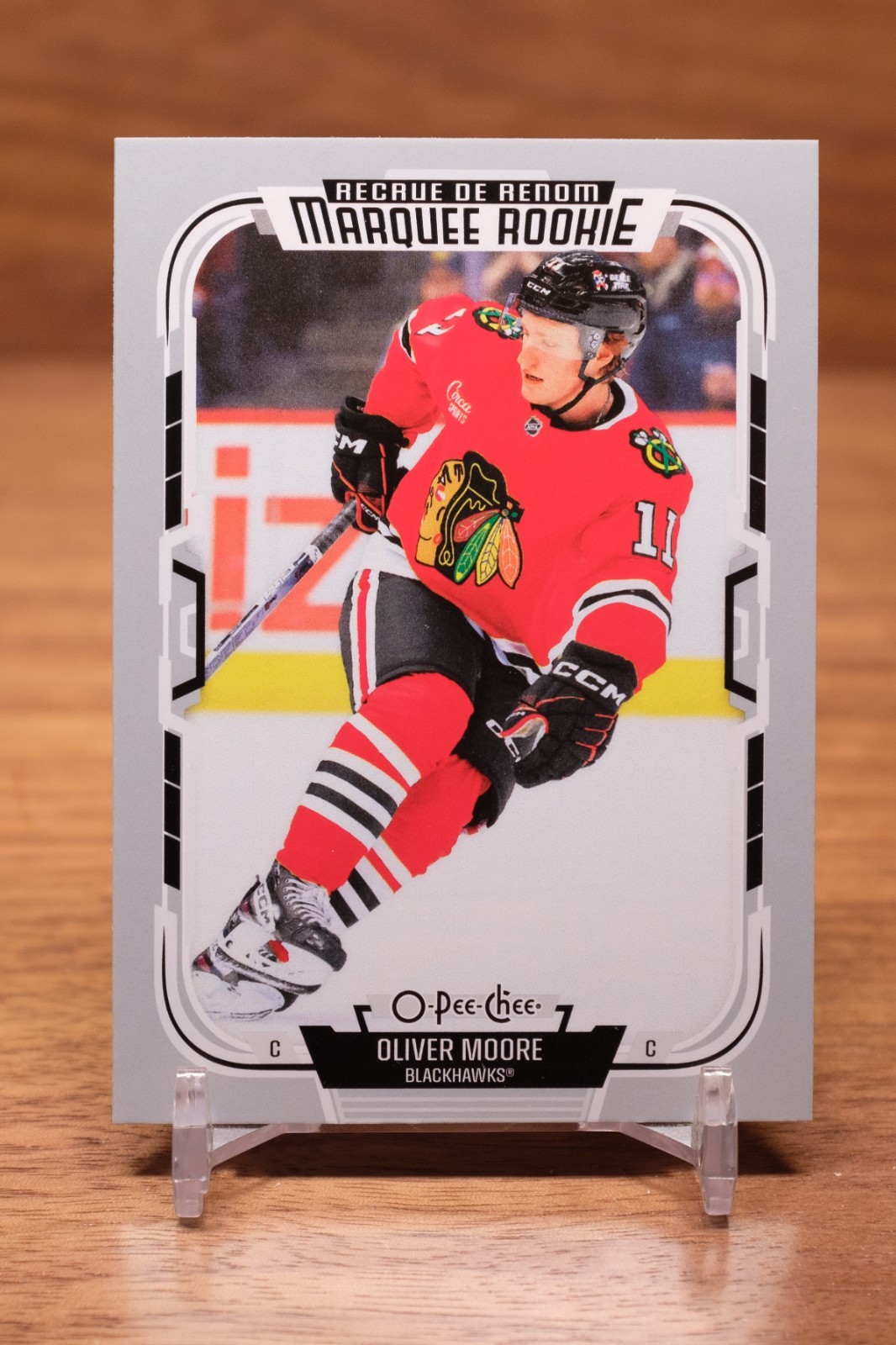 2025-26 OPC Marquee Rookie #558 Oliver Moore – Chicago Blackhawks