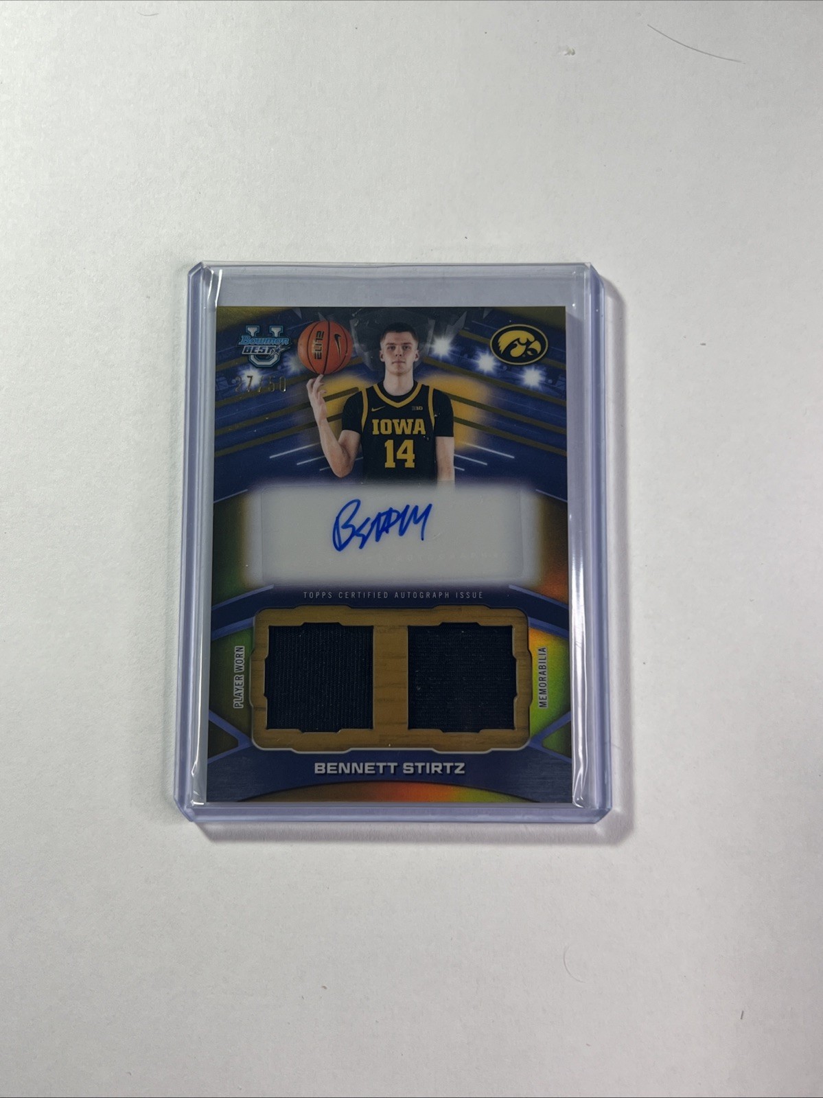 2025-25 Bowman U Best – Bennett Stirtz Dual Patch Auto Gold /50 #PDA-BZ