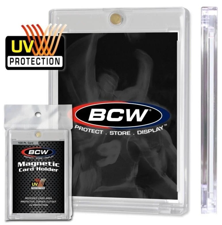 (16 Pack) BCW One Touch Magnetic Card Holders with UV Protection – 100 PT.