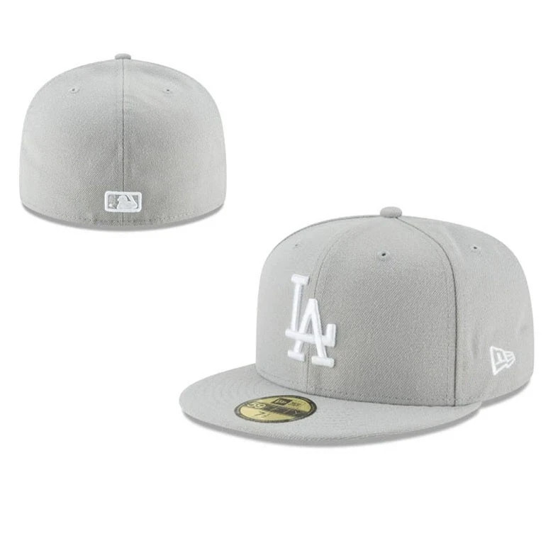 Los Angeles Dodgers Hat Fitted LA 59FIFTY Solid Color Series Basic Stitched Cap