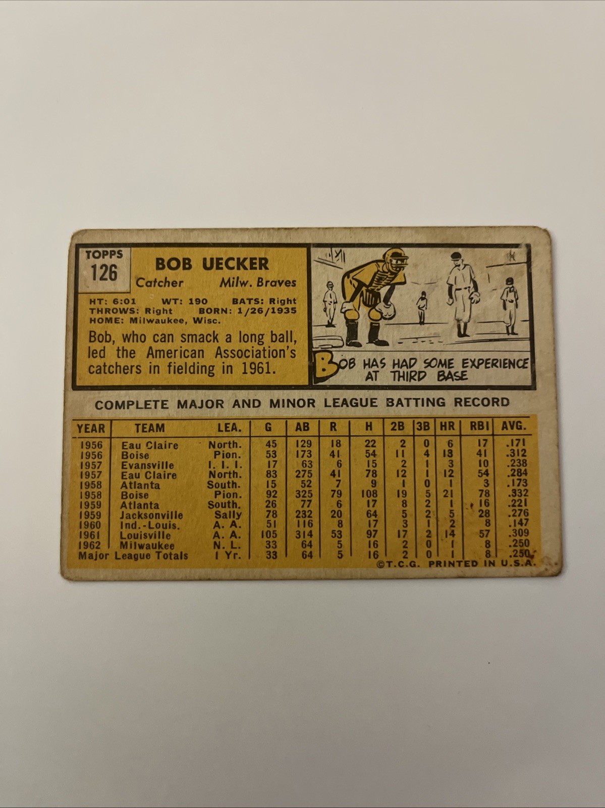 1963 Topps – Bob Uecker #126