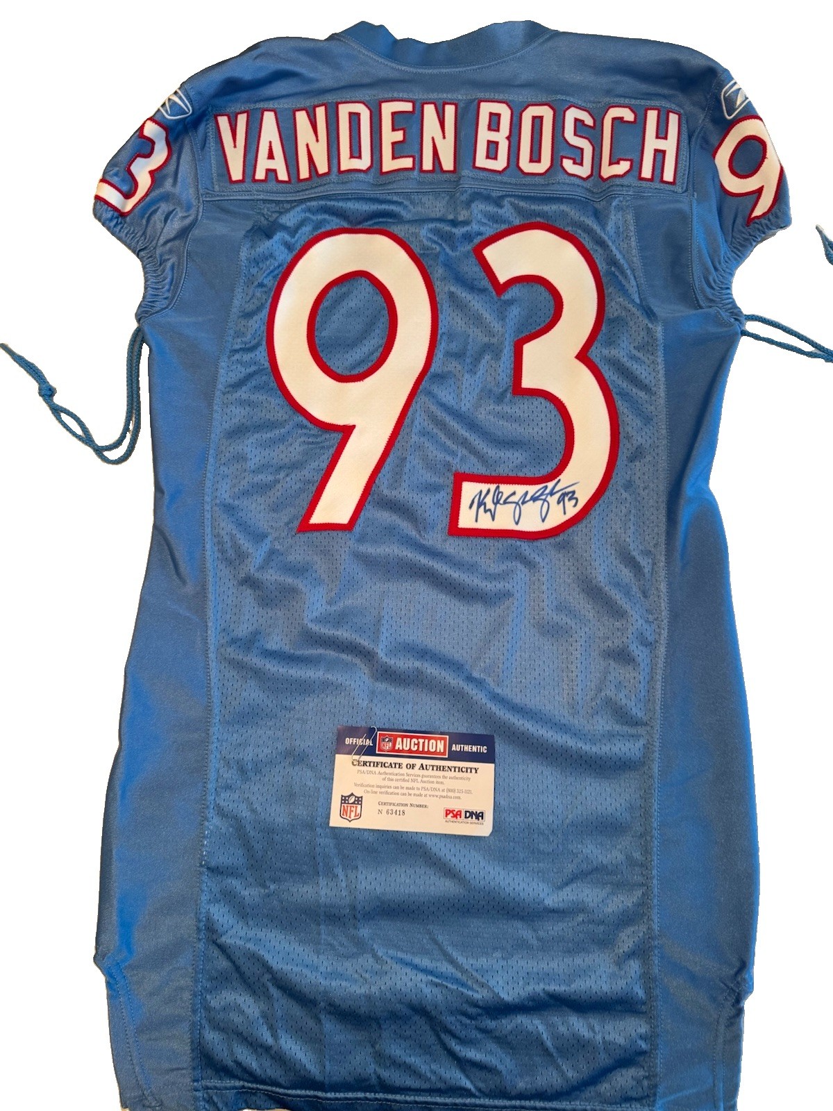 2009 Team Issue Tennessee Titans Autographed Jersey Kyle Vandenbosch Home Jersey