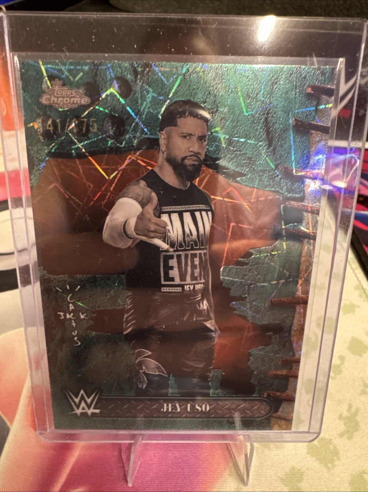 2025 Topps Chrome WWE X Cactus Jack – Jey Uso, Jey Uso #3 Teal Laser…