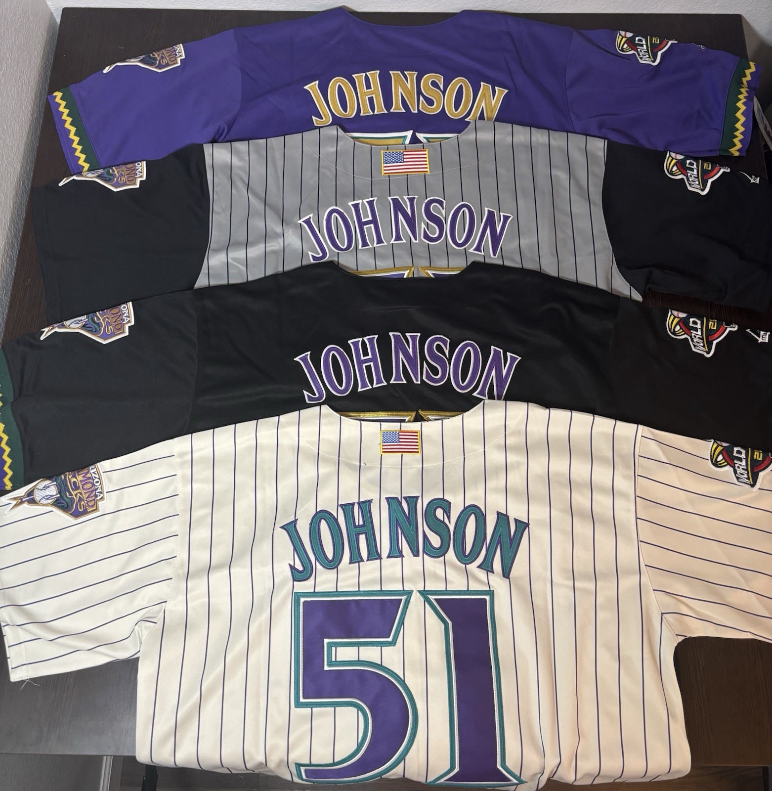SALE Retro Randy Johnson 2001 Arizona Diamondbacks Men’s World Series Jersey