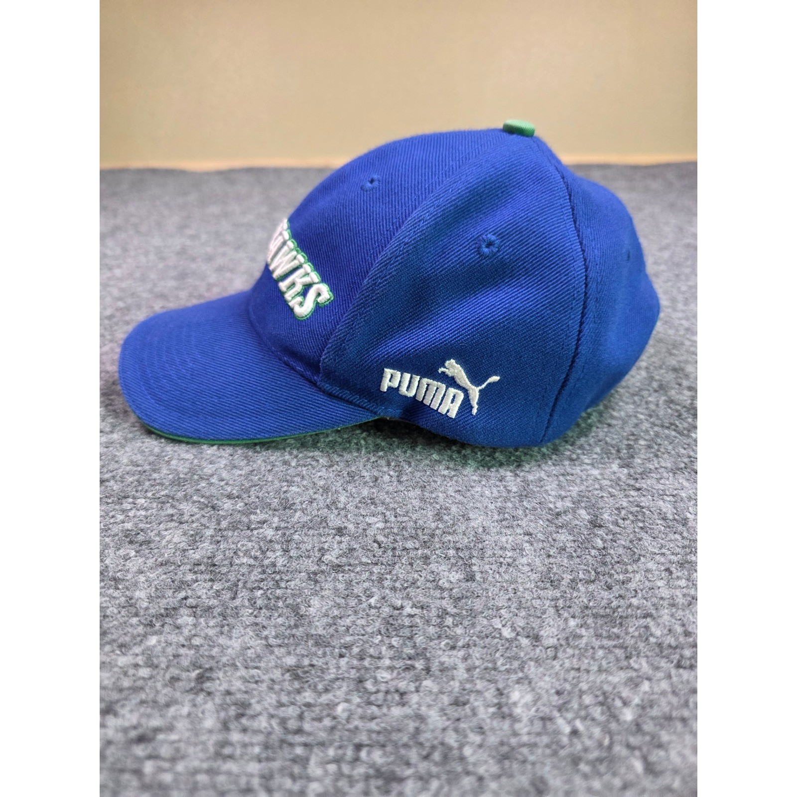 Y2K Seattle Seahawks Adjustable Hat OSFA Puma Blue NFL Hook Loop Strap