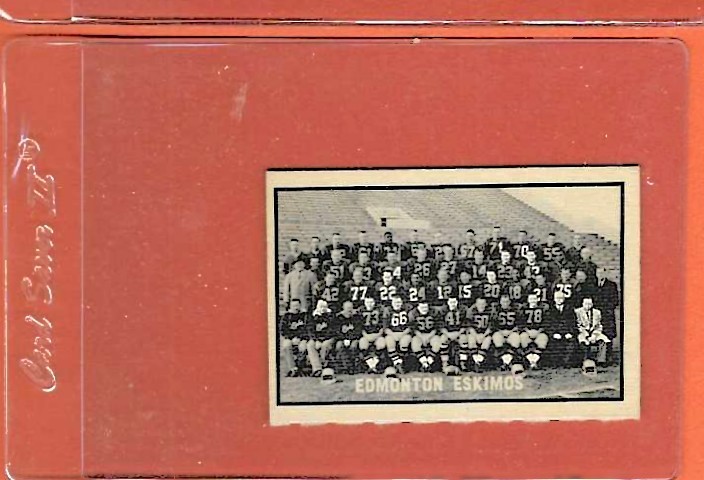 1962 TOPPS CFL #58 EDMONTON ESKIMOS NM/MT