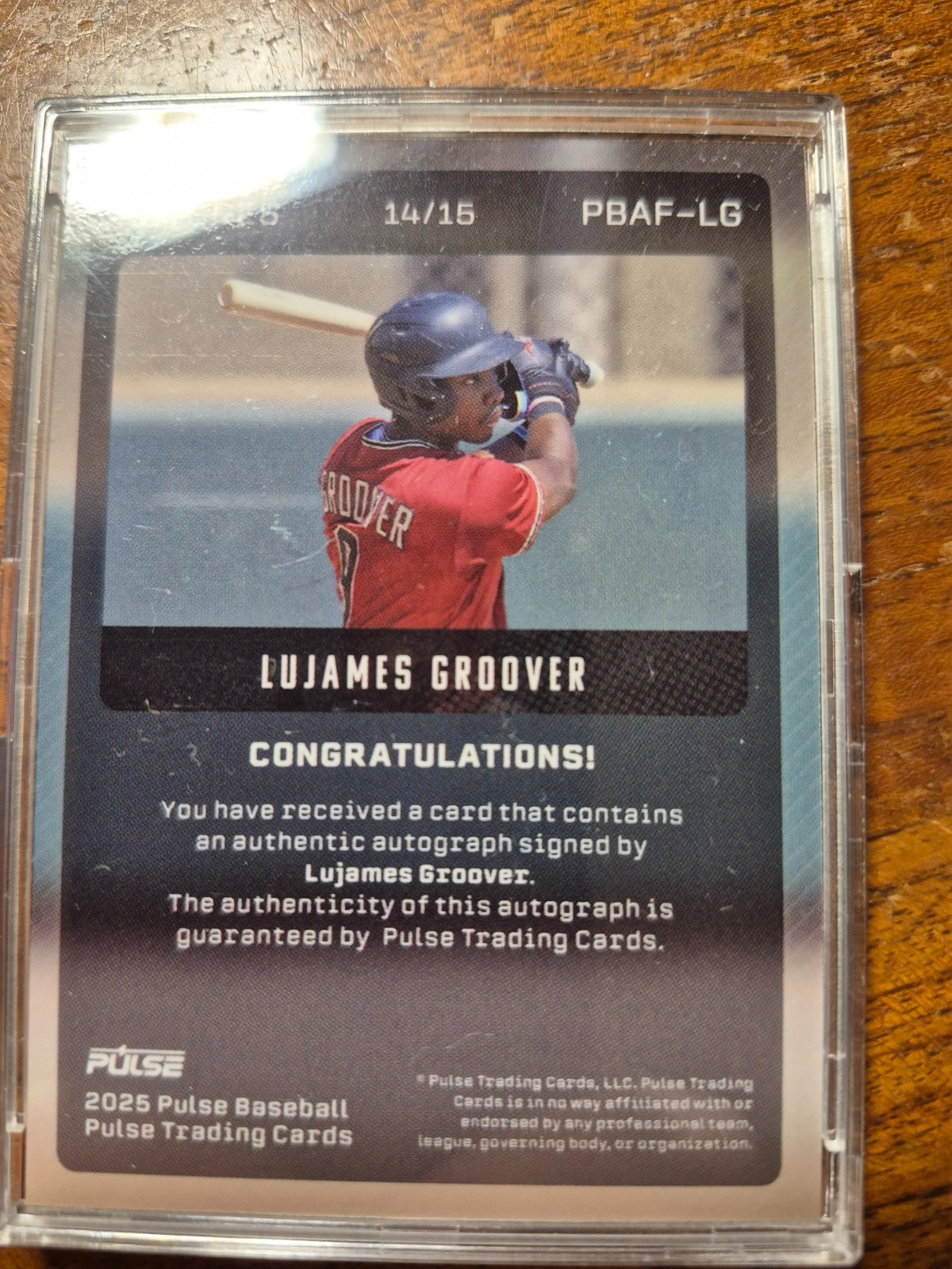 2025 Piulse Baseball Futures LuJames Groover Autograph