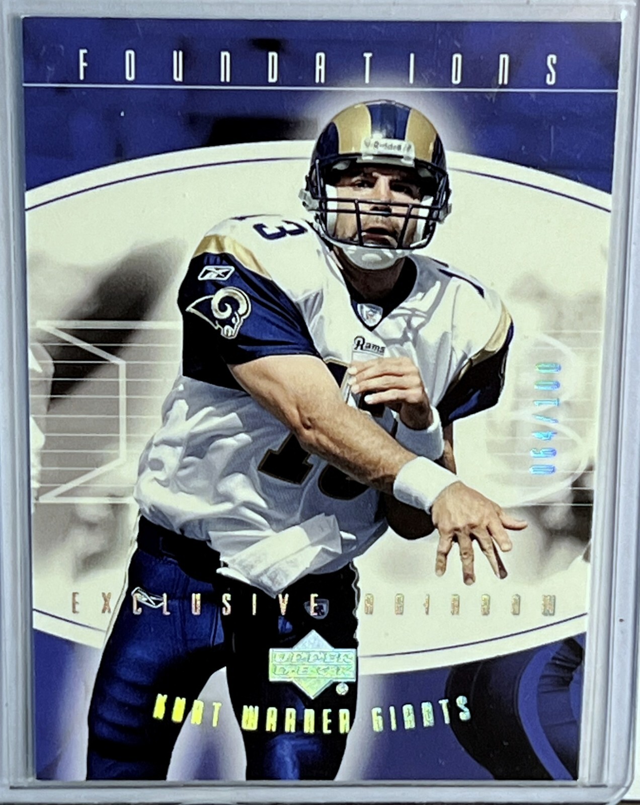 2004 Upper Deck Foundations #63 KURT WARNER Exclusive Rainbow Silver #/100