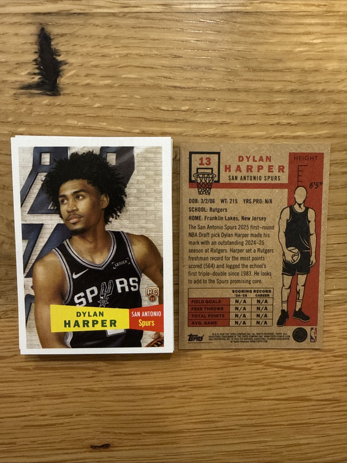 2025-2026 Topps Living Set Dylan Harper #13 Rookie Card RC -San Antonio Spurs