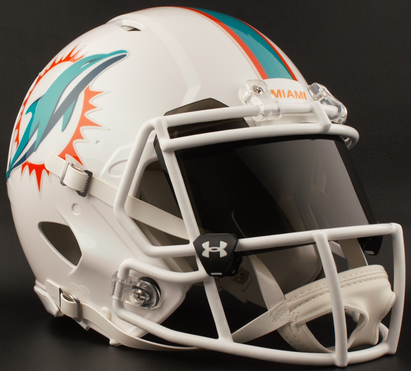 MIAMI DOLPHINS NFL Authentic GAMEDAY Football Helmet w/ BLACK-TINT Eye Shield