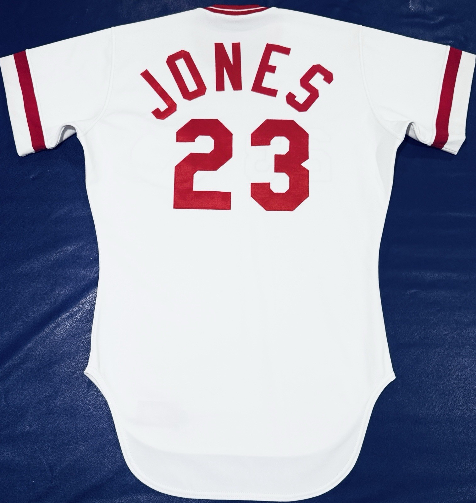 Team Issued 1983 CINCINNATI REDS Jones #23 Pro Cut On Field Rawlings Jersey 44+1