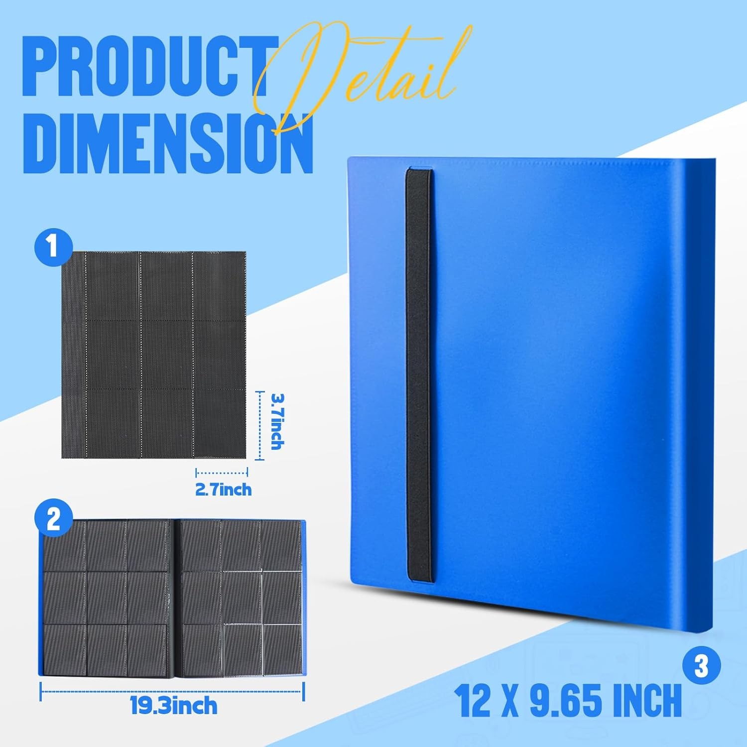 9 Pocket Card Binder Premium Zip Trading Card Binder Double Sided Pocket Binder