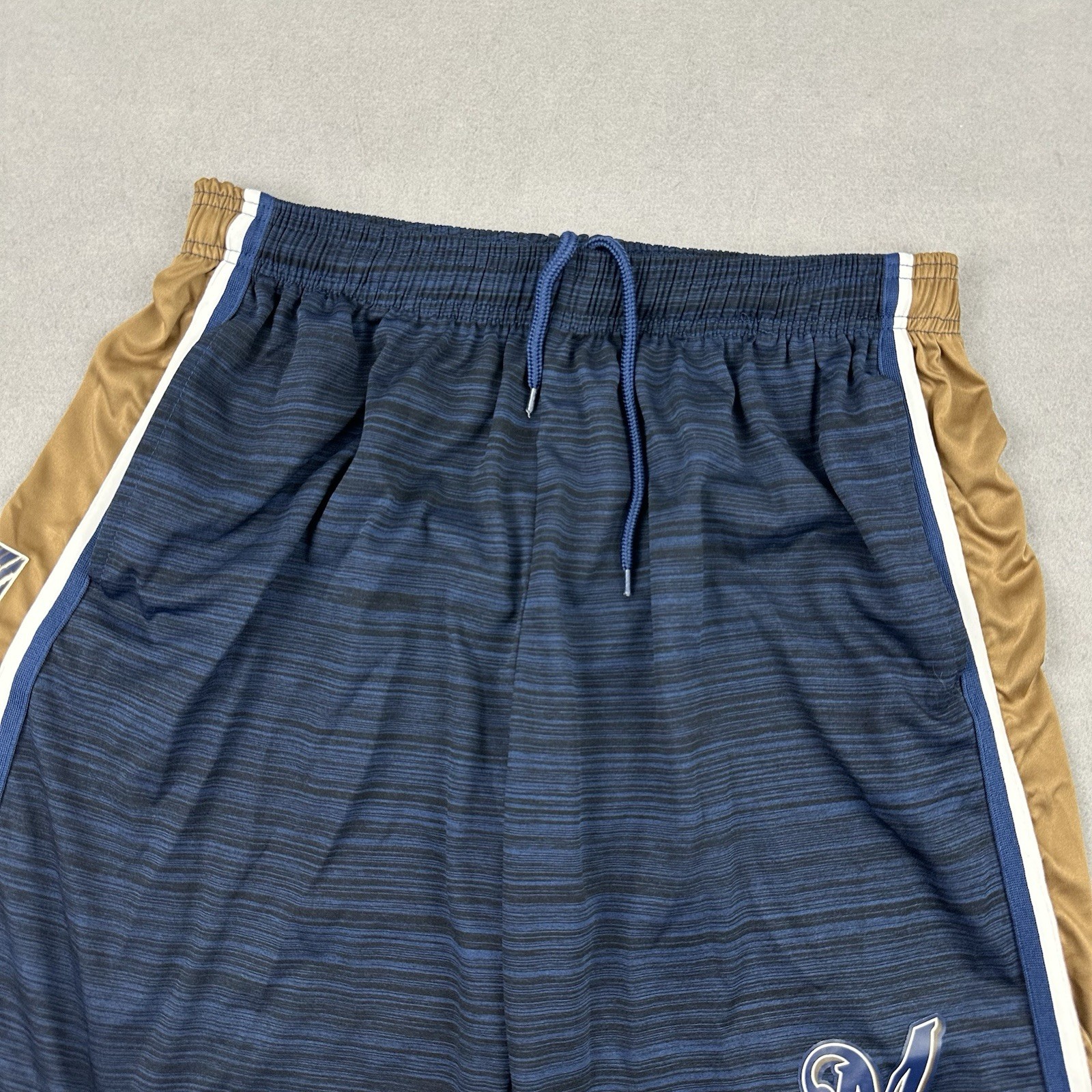 Milwaukee Brewers Shorts Men Extra Large Blue Solid Majestic MLB Drawstring XL