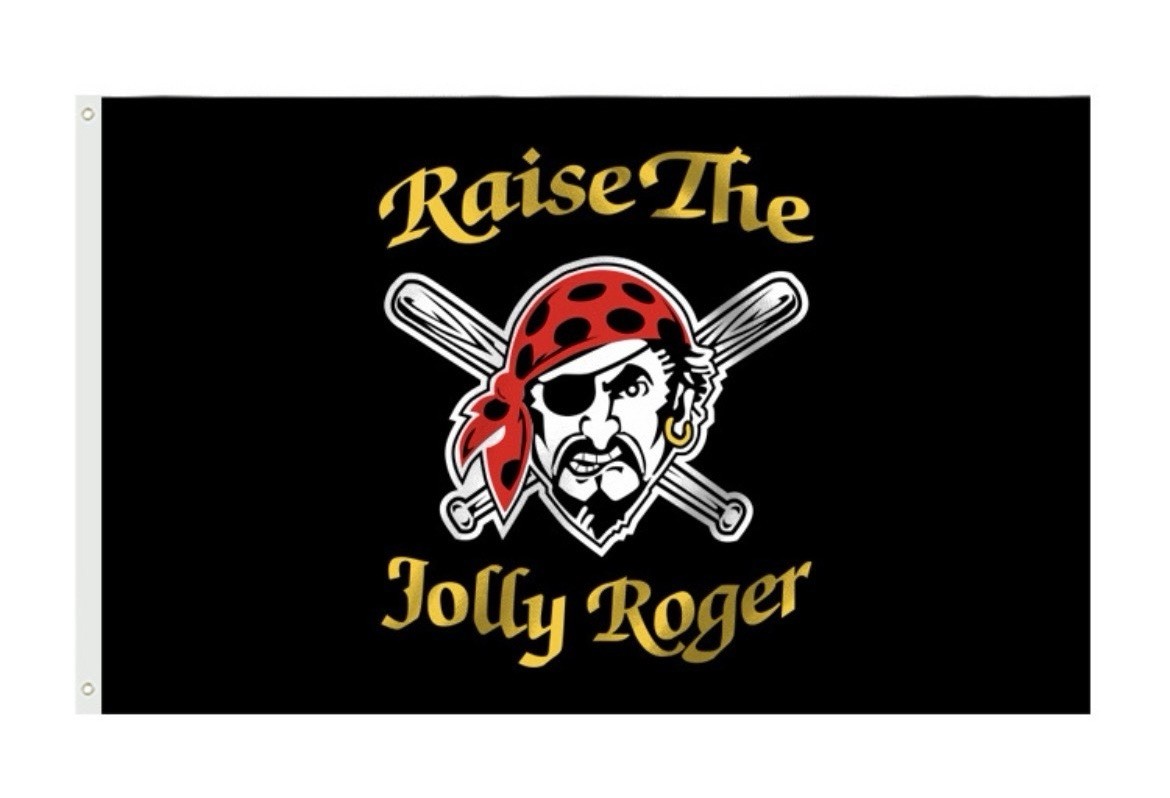 Pittsburgh Pirates “Raise The Jolly Roger” 3×5 Banner Flag Black MLB