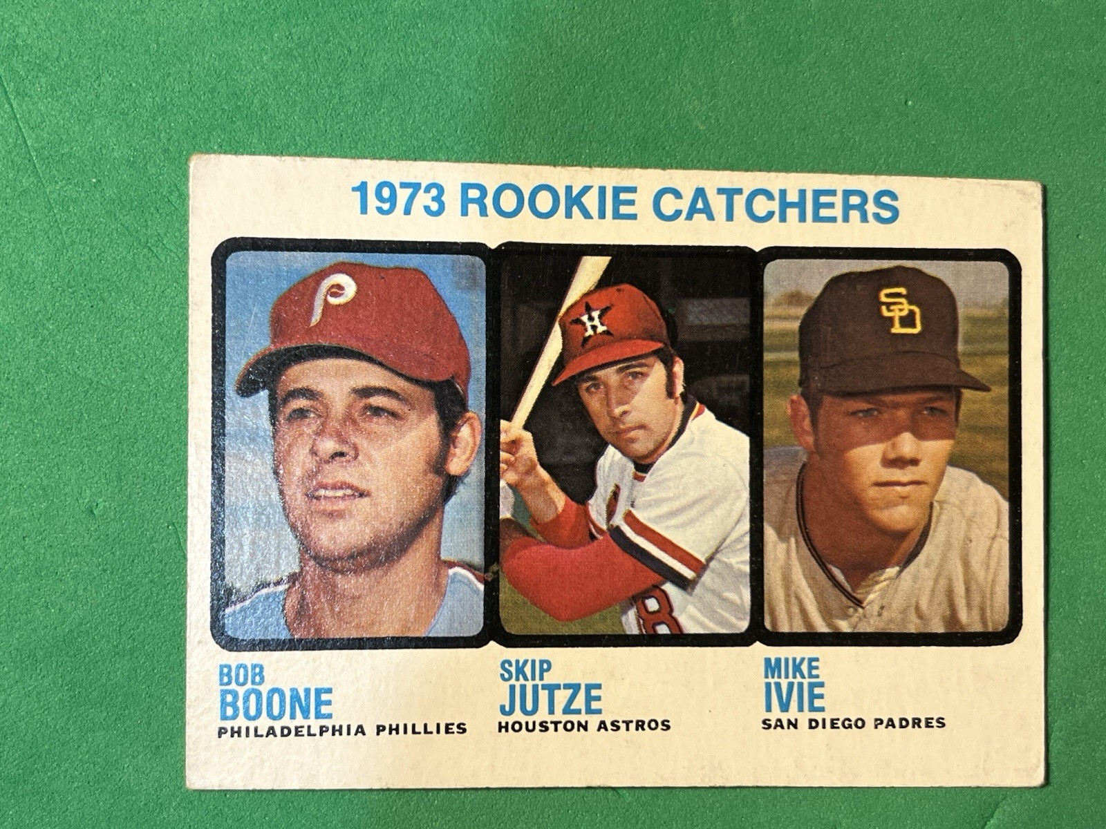 1973 Topps – High Number Bob Boone, Mike Ivie, Skip Jutze #613 (RC)