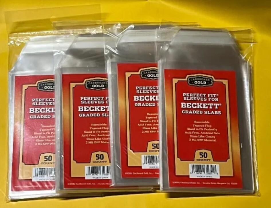 Lot of 200 Cardboard GOLD Perfect FIT BGS Beckett GRADED Card SLEEVES for SLABS
