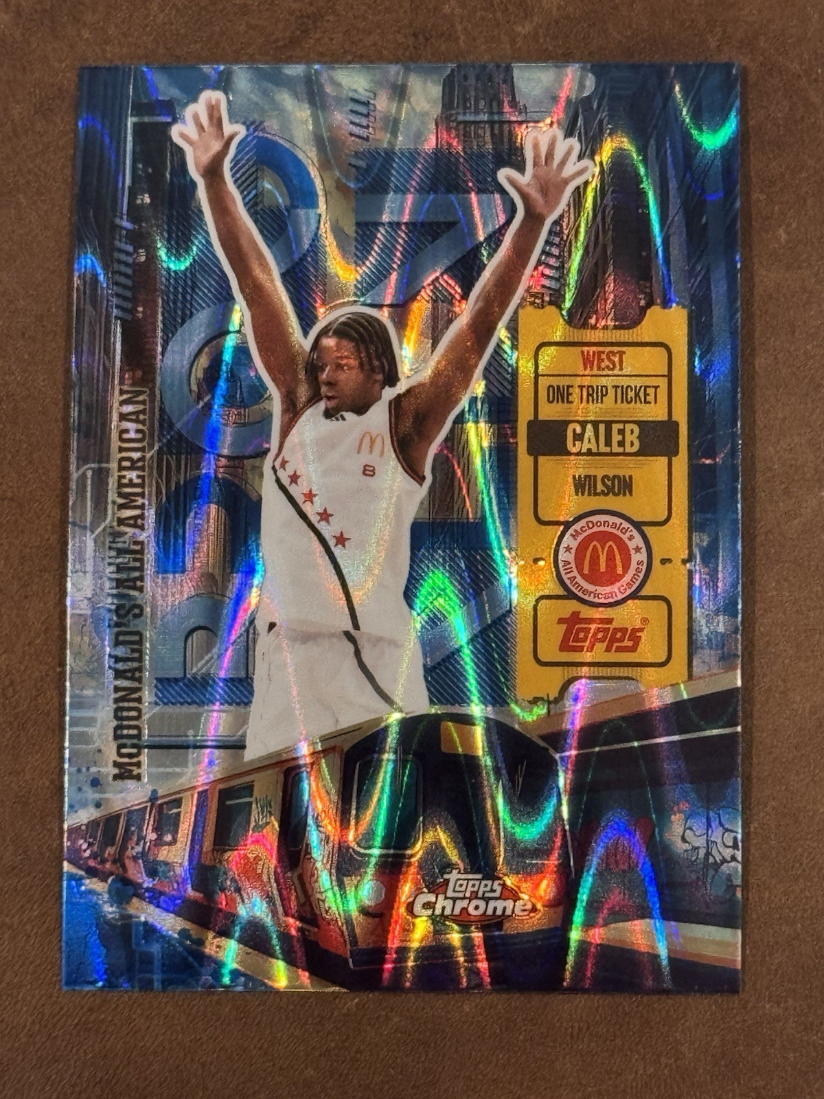 2025 Topps Chrome McDonald’s All-American CALEB WILSON HR-10 Blue RayWave Ticket