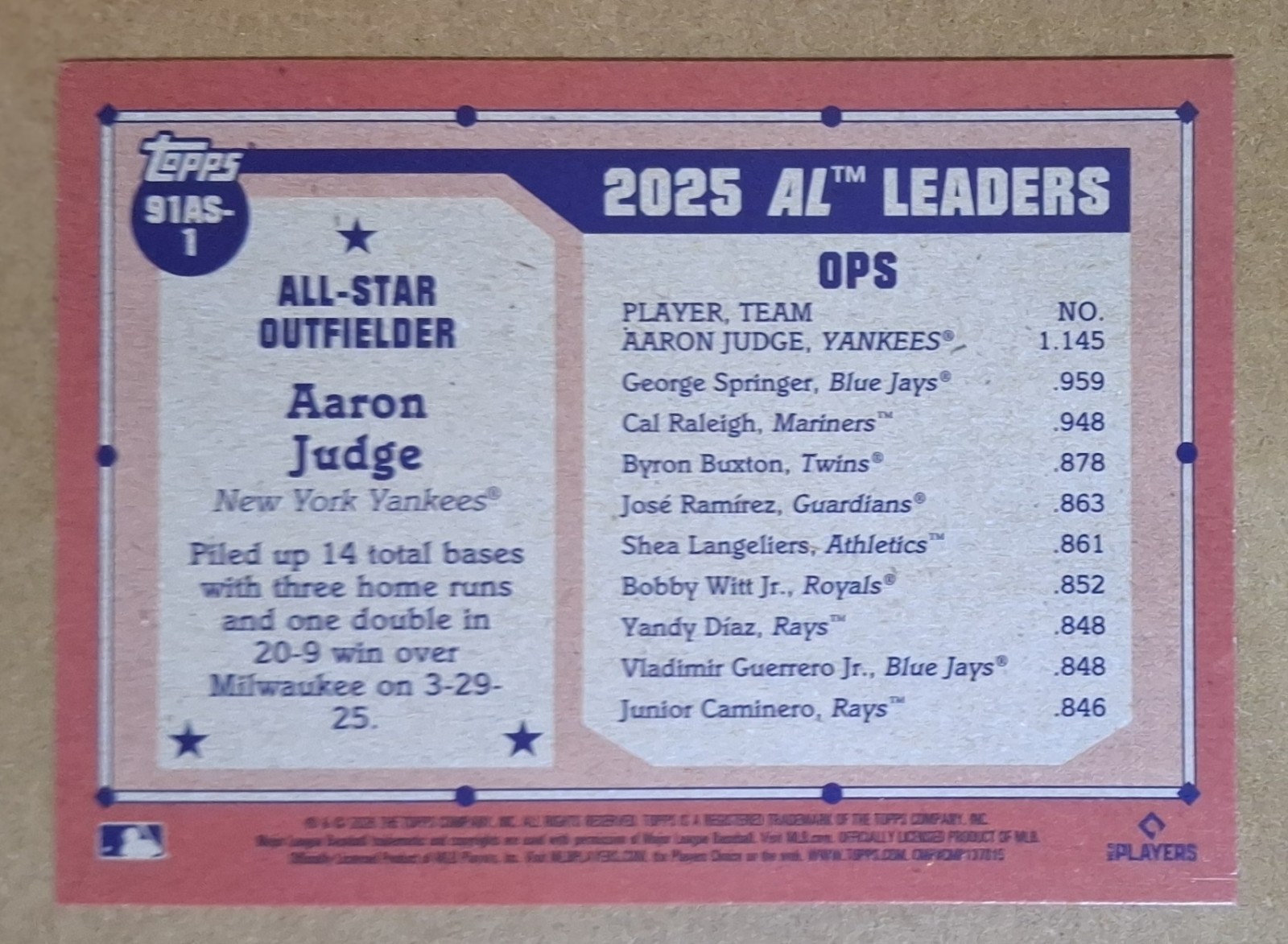 2026 Topps Series 2 AARON JUDGE 75th Anniversary All-Star Insert 91AS-1 ..!!