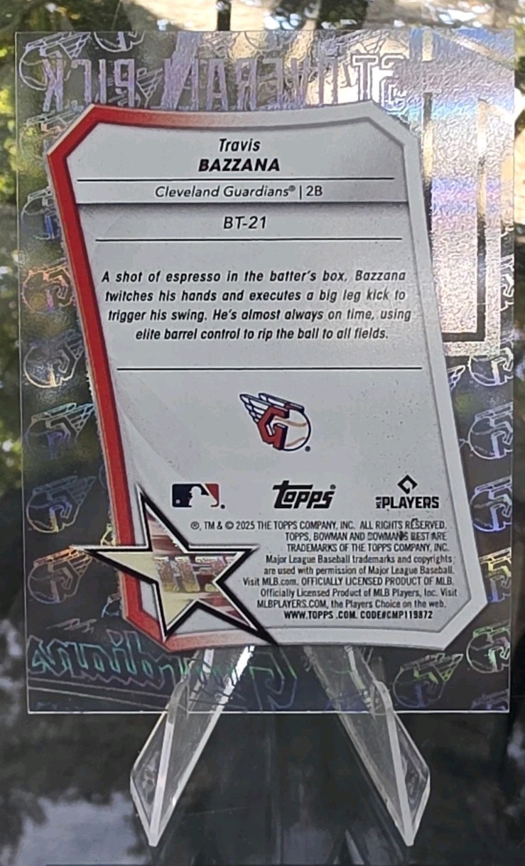 RARE! 🇳🇿✨️TRAVIS BAZZANA 2025 Bowman’s Best Acetate Best-Tek /99 SP Guardians