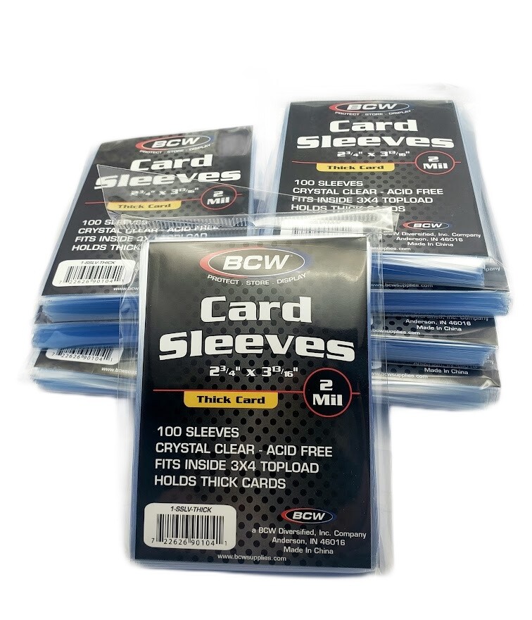 (1000) BCW Thick Trading Card Sleeves (10 Packs) For Extra Thick Sports Cards