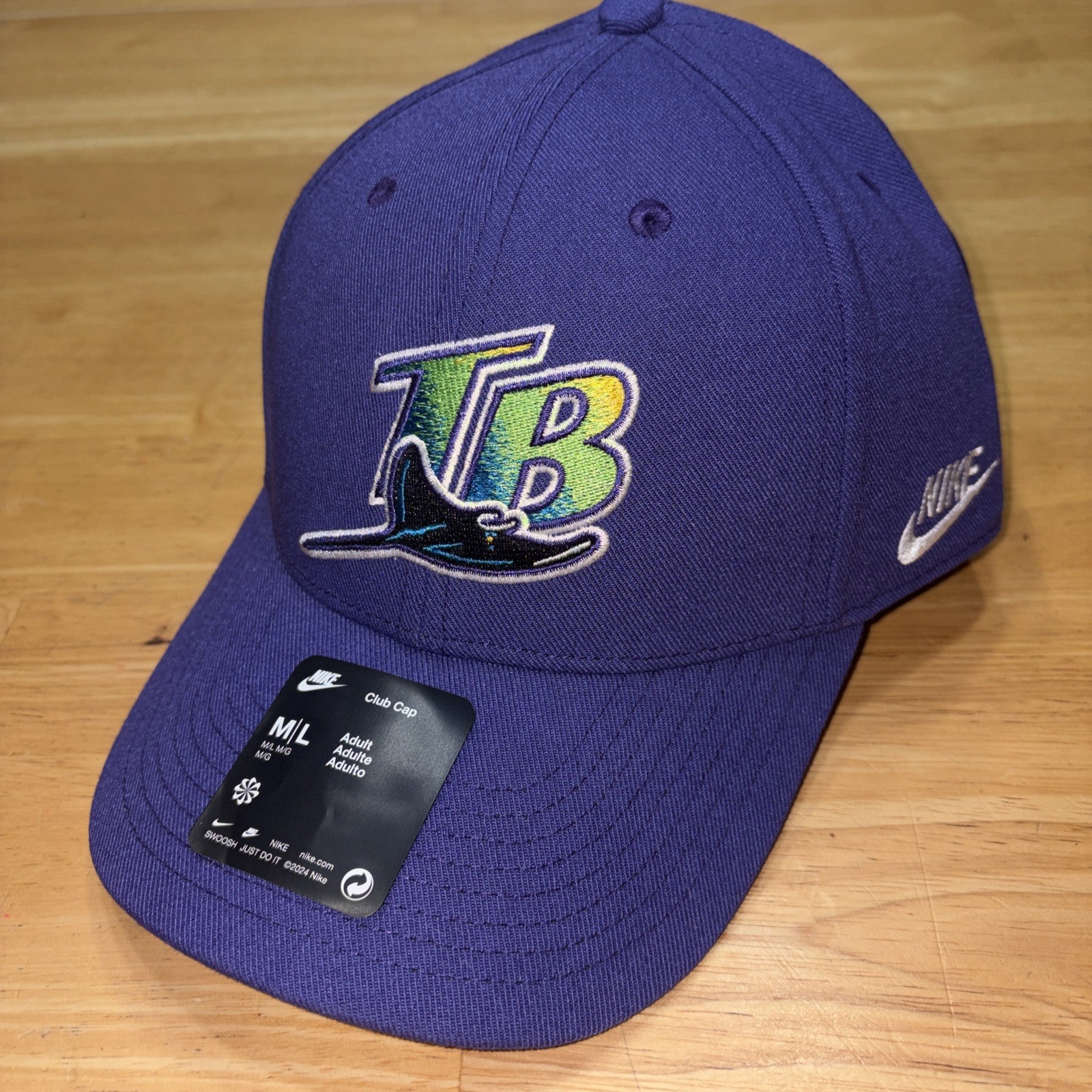 Tampa Bay Devil Rays Hat M/L Strapback Nike Purple Retro Throwback Club Cap NWT