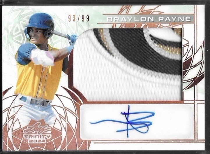 Braylon Payne Patch Auto 2024 Leaf Trinity Bronze #/99 #PA-BP1