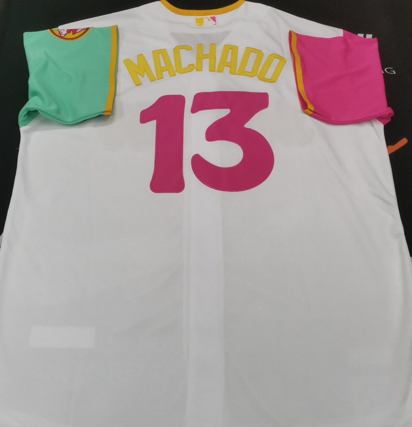 Manny Machado #13 Padres City White Cool Base Sewn Stitched Jersey.