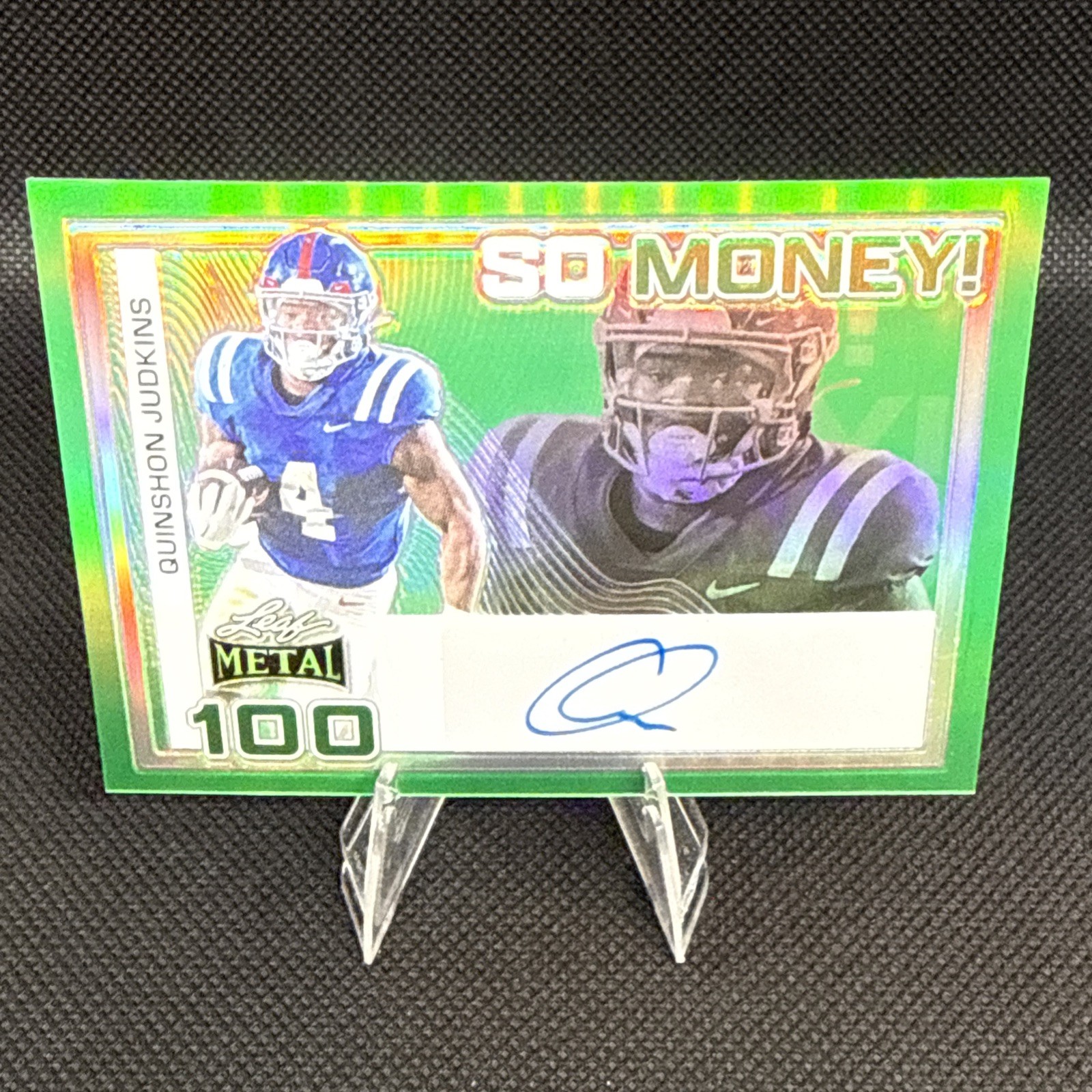 Quinshon Judkins Leaf Metal SO MONEY Auto RC Green /5 🔥 Browns OSU OLE MISS SSP