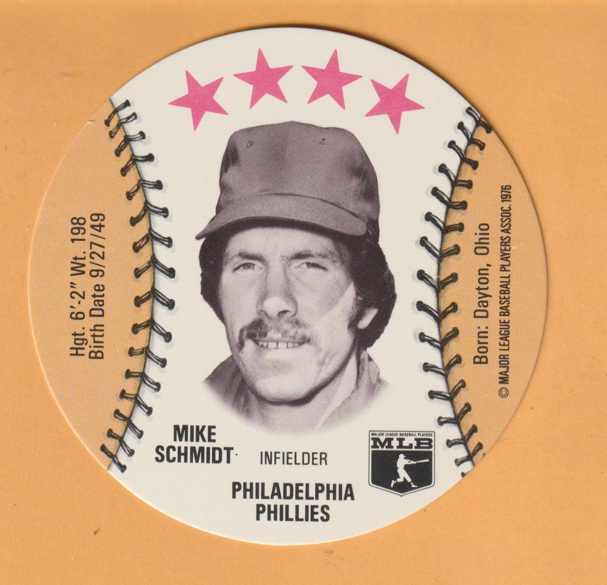Mike Schmidt Philadelphia Phillies 1976 Isaly Discs #54 HOF Dayton Ohio Bobcats