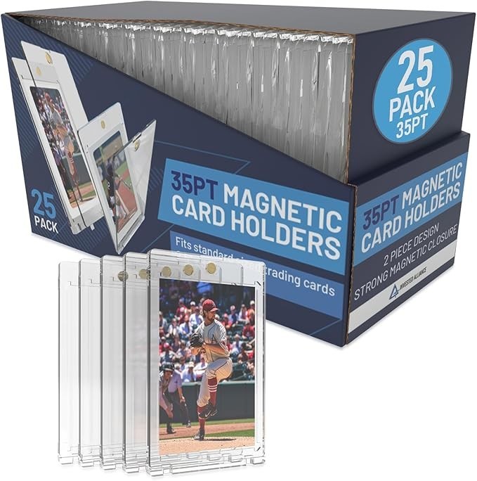 Magnetic Trading Card Holders 25 Pack 35PT UV Protection Clear Display Case