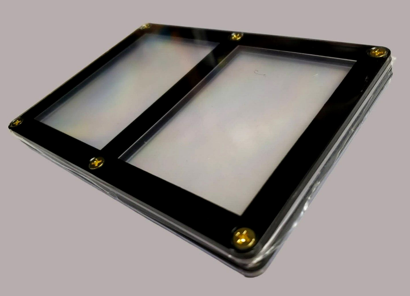 Protecto Double Card Holder SCREWDOWN Crystal Clear Recessed Card Area Lot Of 2
