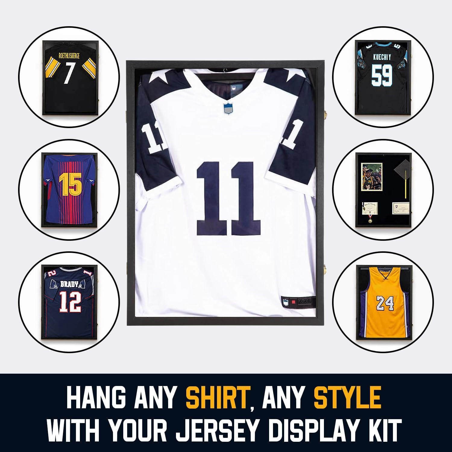 Jersey Wooden Frame Display Case -Shadow Box with 98% UV Protection Acrylic and