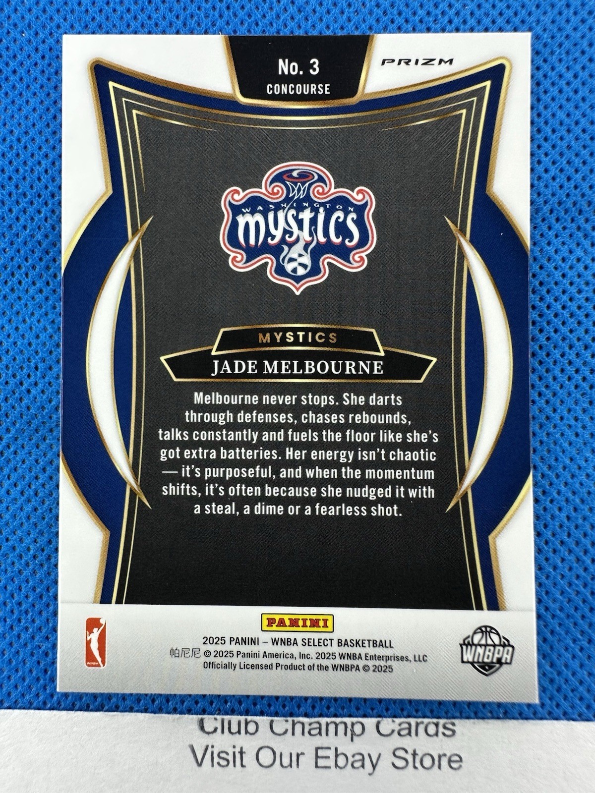 2025 #3 Jade Melbourne Panini Select WNBA Concourse Orange Flash Prizm Mystics